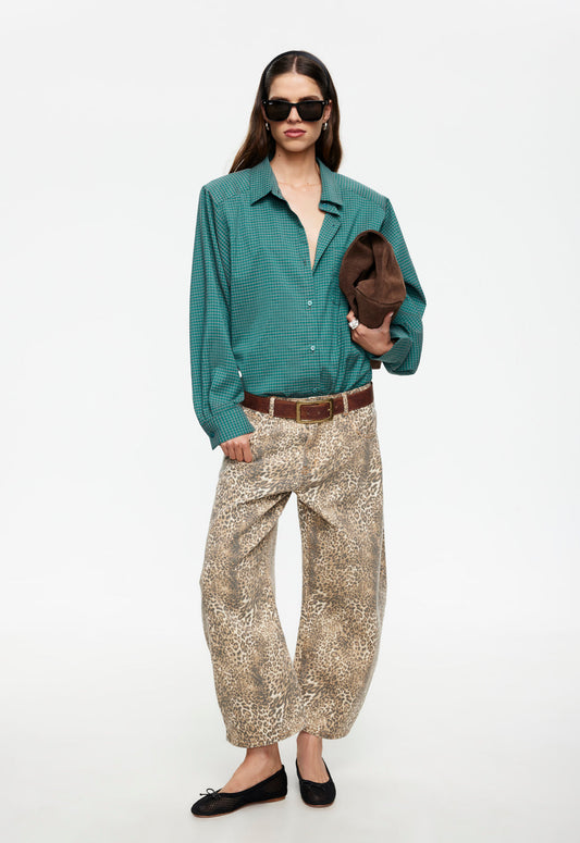 HORSESHOE CROPPED JEAN - LEOPARD
