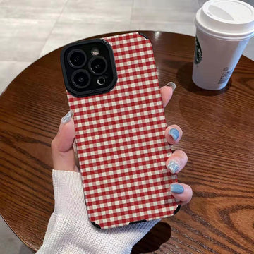 Suitable For Lambskin Fully-encased Soft Plaid Phone Cases