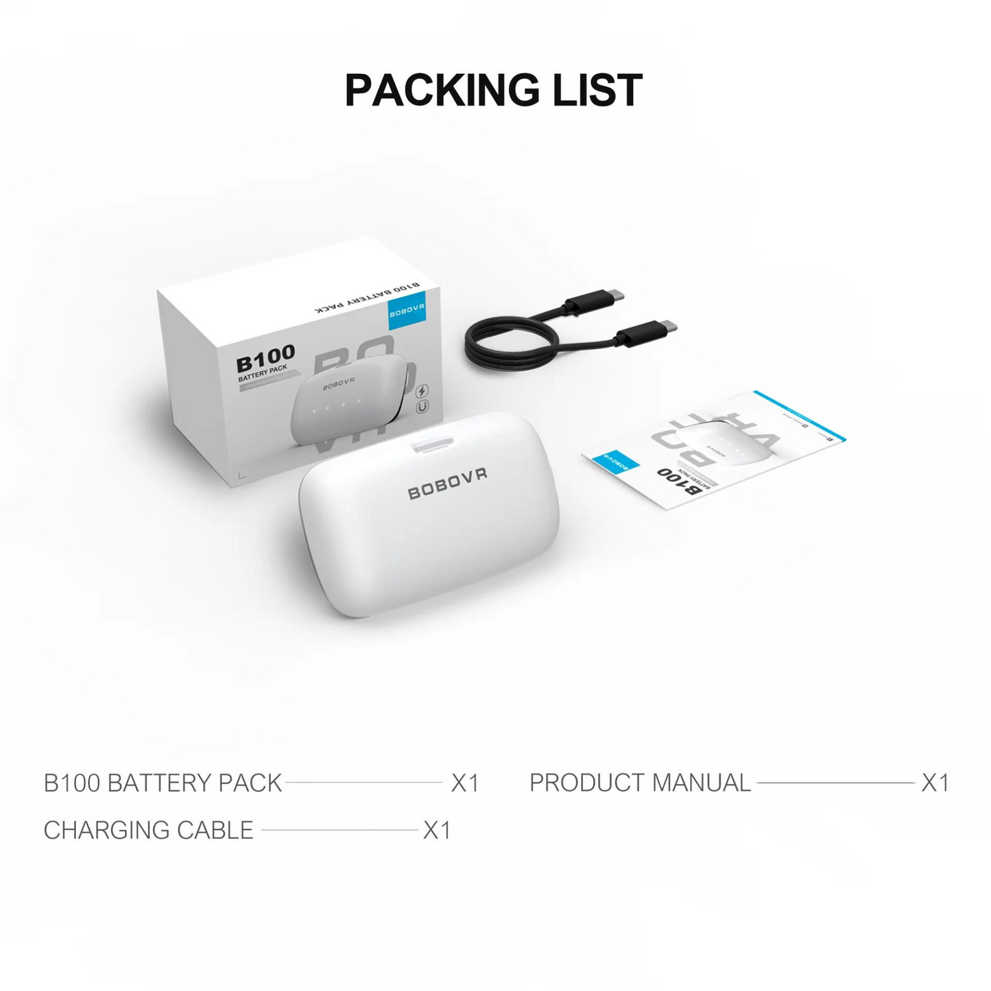 BOBOVR B100 bateria / powerbank 10000 mAh do pasków S3 Pro i E3 Pro | do Meta Quest 3 / 3S