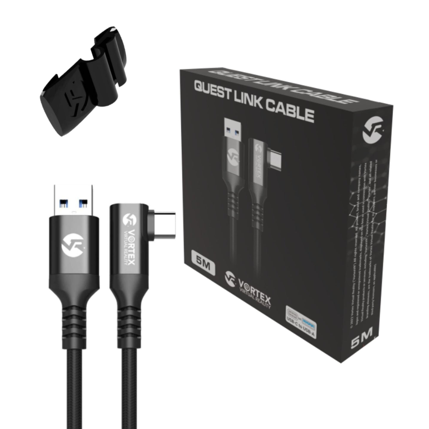 VortexVR 5m kabel USB-A do USB-C z mocowaniem do Meta Link | do Meta Quest 3 / 3S / 2
